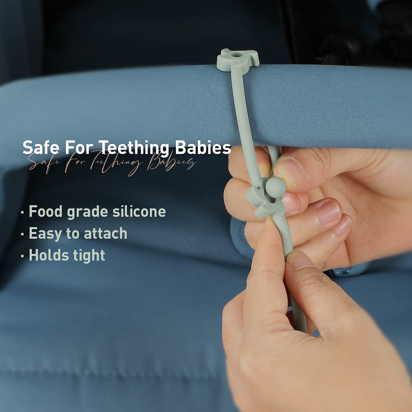 Toy Safety Straps, Food Grade Silicone Pacifier Clips Sippy Cup Strap Stretchable Adjustable For Strollers, High Chair, Cribs, H