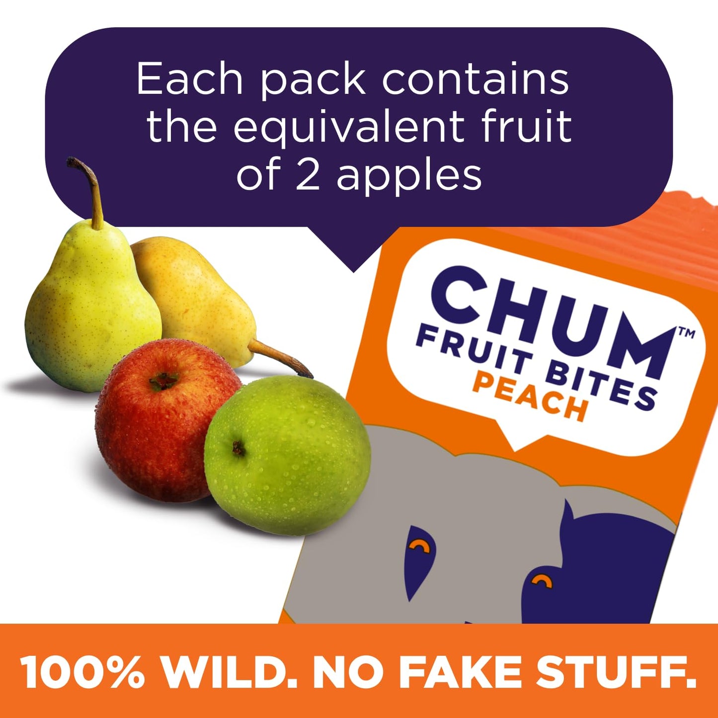 Chum Fruit Bites 100% Real Fruit Snacks | Peach, 40 Pack | Non-Gmo, No Added Sugar Or Preservatives | Top 12 Allergen And School