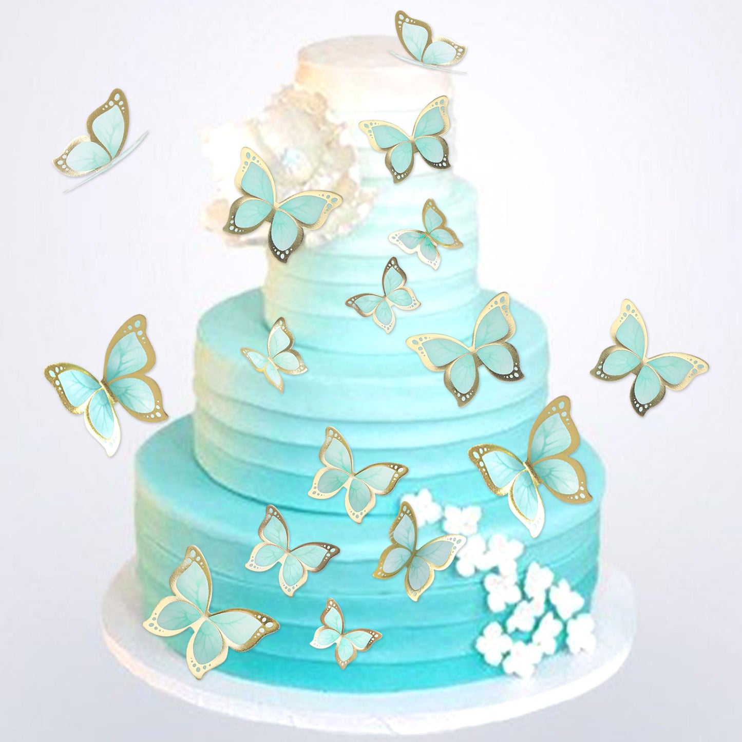 Ercadio 30 Pack 3D Butterfly Cake Toppers Green Butterfly Cake Toppers Mix Sizes Waterproof Arts Butterfly Cupcake Picks For Bab