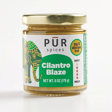 PUR Spices Cilantro Blaze I Hot Sauce & Tangy Cilantro Chutney I Fresh Cilantro, Garlic, Lime and Hot Peppers I Plant Based, Glu