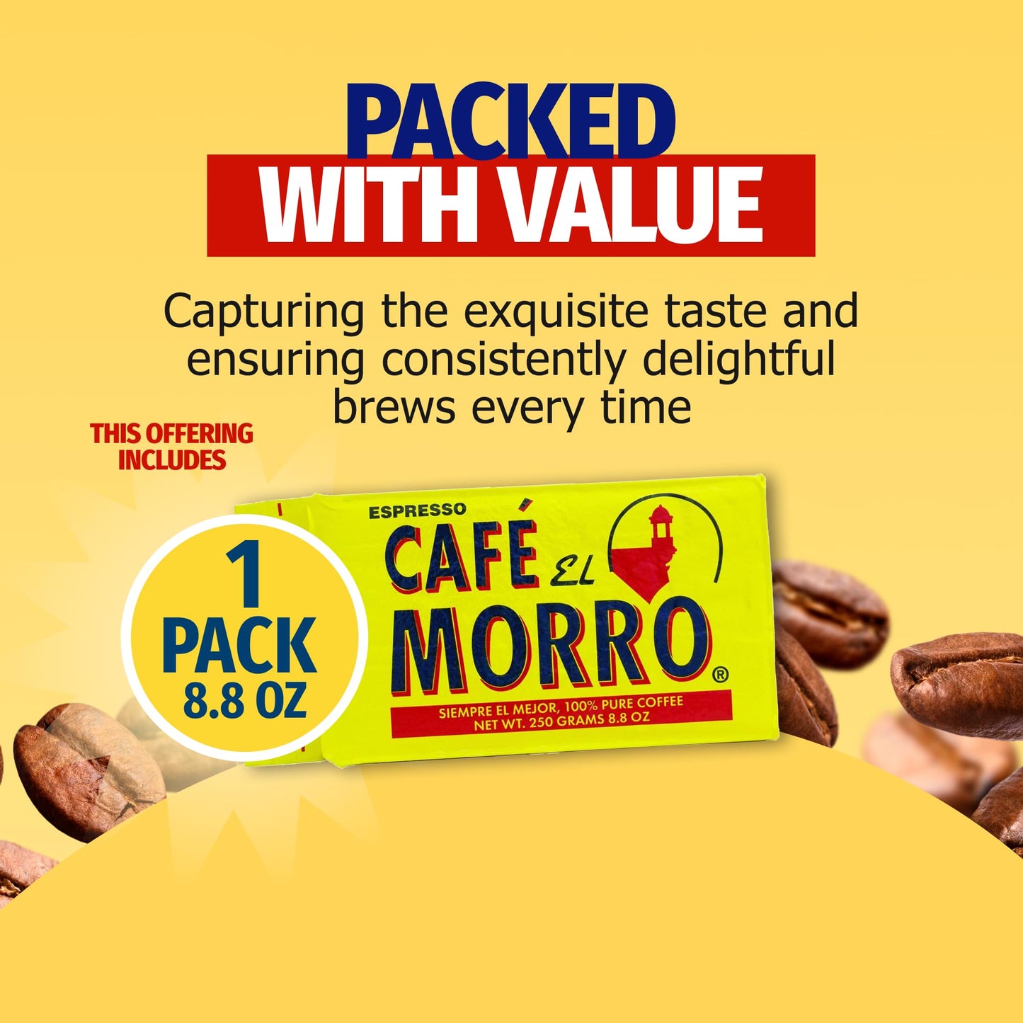 Cafe El Morro Dark Roast Espresso Ground Coffee, Vacuum Sealed, 8.8 oz (1-Pack)