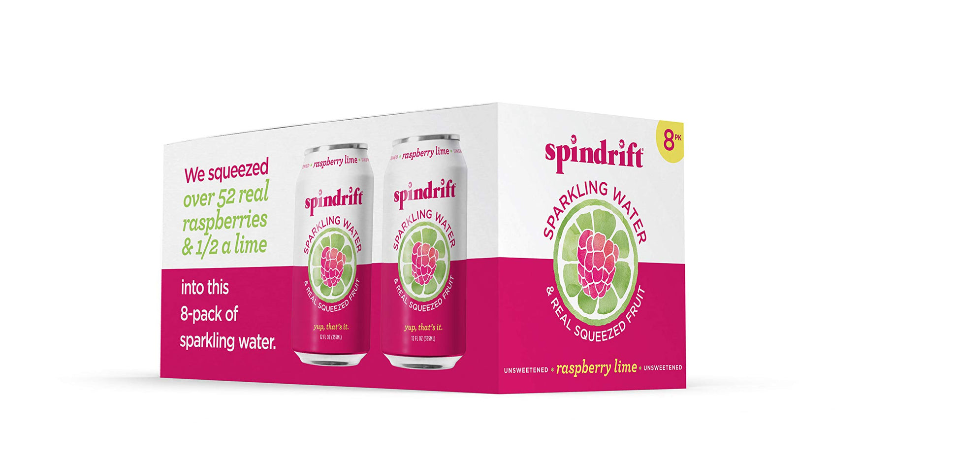 Spindrift Raspberry Lime Sparkling Water  12 Fl. Oz. Cans (Pack of 8)