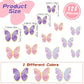 Outus Butterfly Cake Topper Set, 120 Pieces, 3D Decorations for Birthday, Wedding, Party - Purple, Pink, Gold