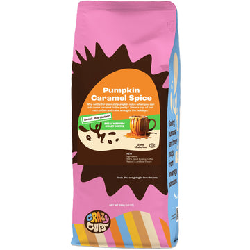 Crazy Cups Flavored Decaf Ground Coffee, Pumpkin Coffee, Flavored Ground Coffee, Decaffeinated Coffee For Brewing Decaf Pumpkin Spice Coffee Hot Or Iced Coffee, 10 Oz Bag