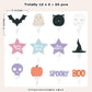 Cheerland Halloween Cupcake Toppers, Plastic, Pastel, 2x2 inches, Cute Pumpkin Ghost Bat Cat Witch Hat Decorations