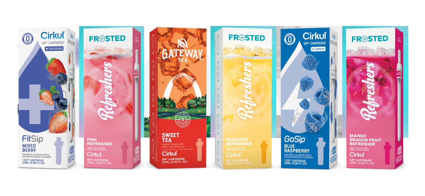 Generic Hydrate Flavor Cartridges, Mixed Berry, Pink Refresher, Sweet Tea, Blue Raspberry, Mango Dragon Fruit, 0.17 Ounce (Pack of 6)