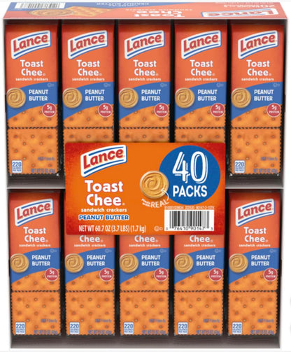 Lance Toast Chee Peanut Butter Sandwich Crackers, (40 Count) Bulk Box