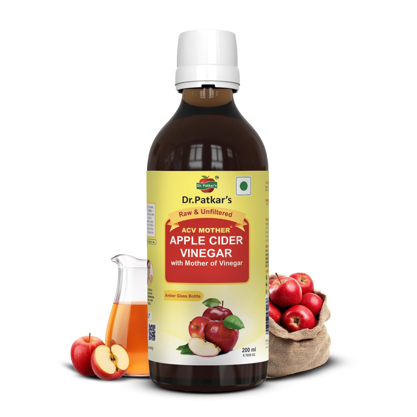 Apple Cider Vinegar With Mother 200 Ml (6.76 Oz) By Dr. Patkars