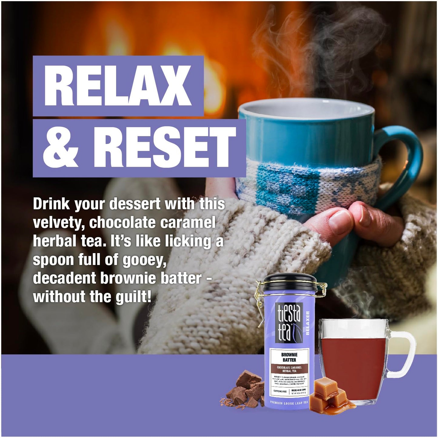 Tiesta Tea - Brownie Batter - Chocolate Caramel Herbal Tea - Loose Leaf Tea Blend - Non-Caffeinated Herbal Tea - Make Hot Or Ice
