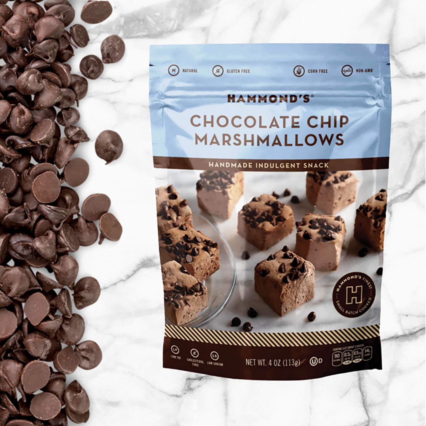 Hammond'S Candies | Gourmet Chocolate Chip Marshmallows | 4 Bags, Great For Snacking | Hot Chocolate, Smores And Homemade Browni