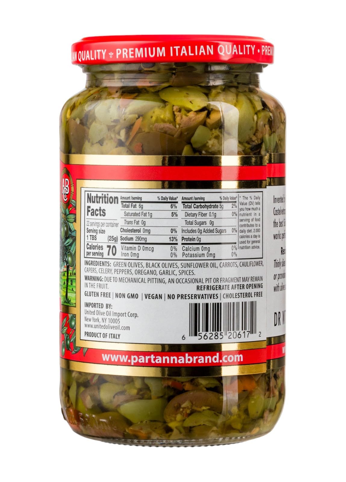 Partanna Mediterranean Muffuletta Salad - Authentic Sicilian - Product Of Italy - Savory, Rich And Bold Flavors - Premium Handpi