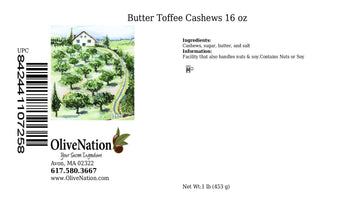 Olivenation Butter Toffee Cashews, Roasted Salted Whole Nuts Coated In Rich Butter Toffee For Snack Mixes, Gourmet Snacking, Edi