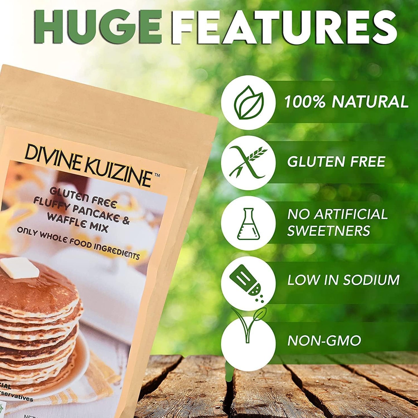 DivineKuizine Fluffy Pancake & Waffle Mix| Gluten free pancake mix| Gluten free Mix| Pancake mix just add milk| Easy to use waff