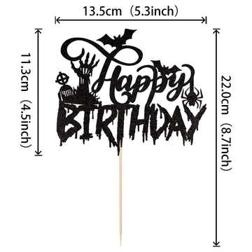 1 Pcs Halloween Happy Birthday Cake Topper Glitter Spooky Rip Zombie Hand Spider Bat Halloween Cake Pick For Halloween Theme Bab