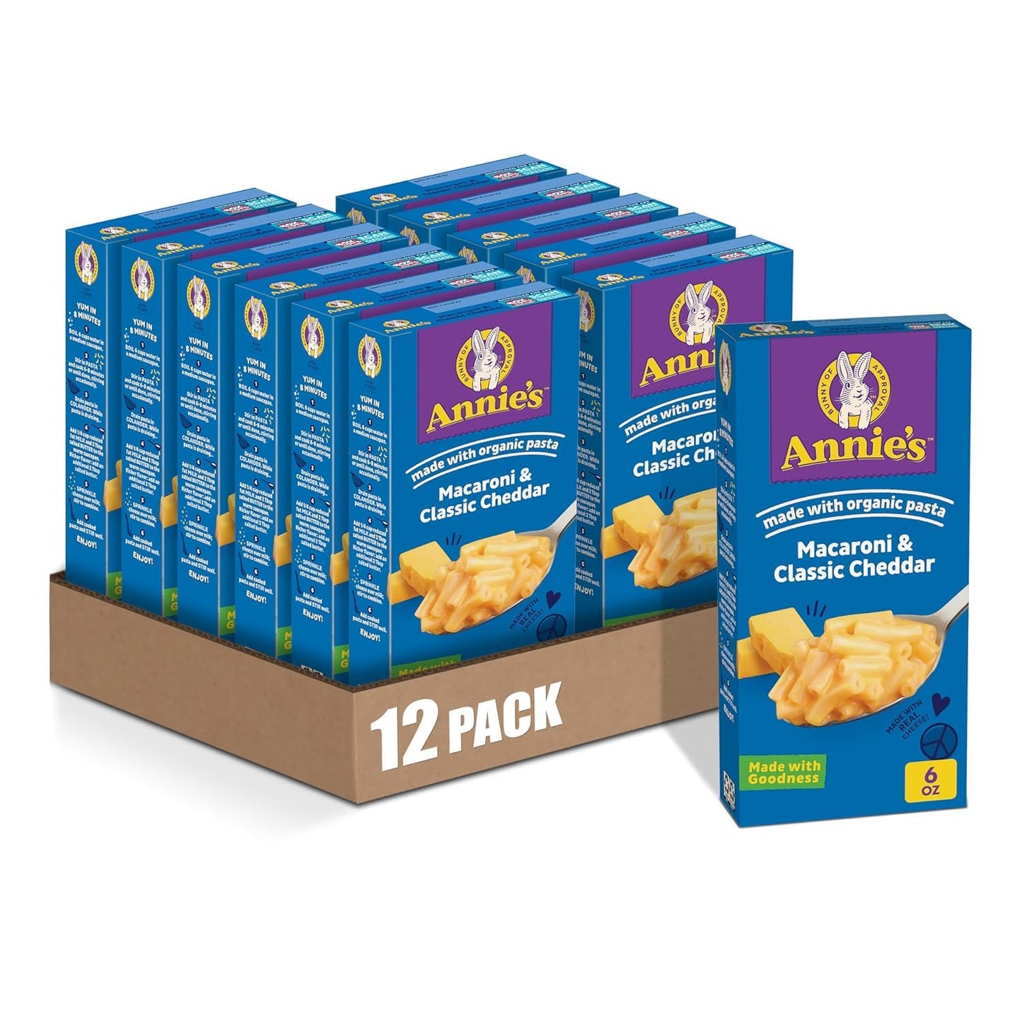 Annies Macaroni and Cheese Dinner Side, Organic Pasta, 6 oz (Pack of 12), Real Cheese