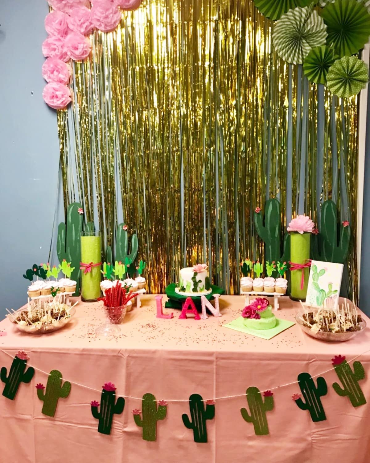 Honbay 24Pcs Cactus Cake Cupcake Toppers Food Fruit Picks Hawaiian Cacti Themed Party Supplies
