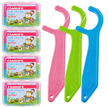 Dental Floss Picks, Familife Kids Flossers Toddler Threaders Children Unwaxed Unflavored Fluoride Free Dental Floss Child Kid Fl