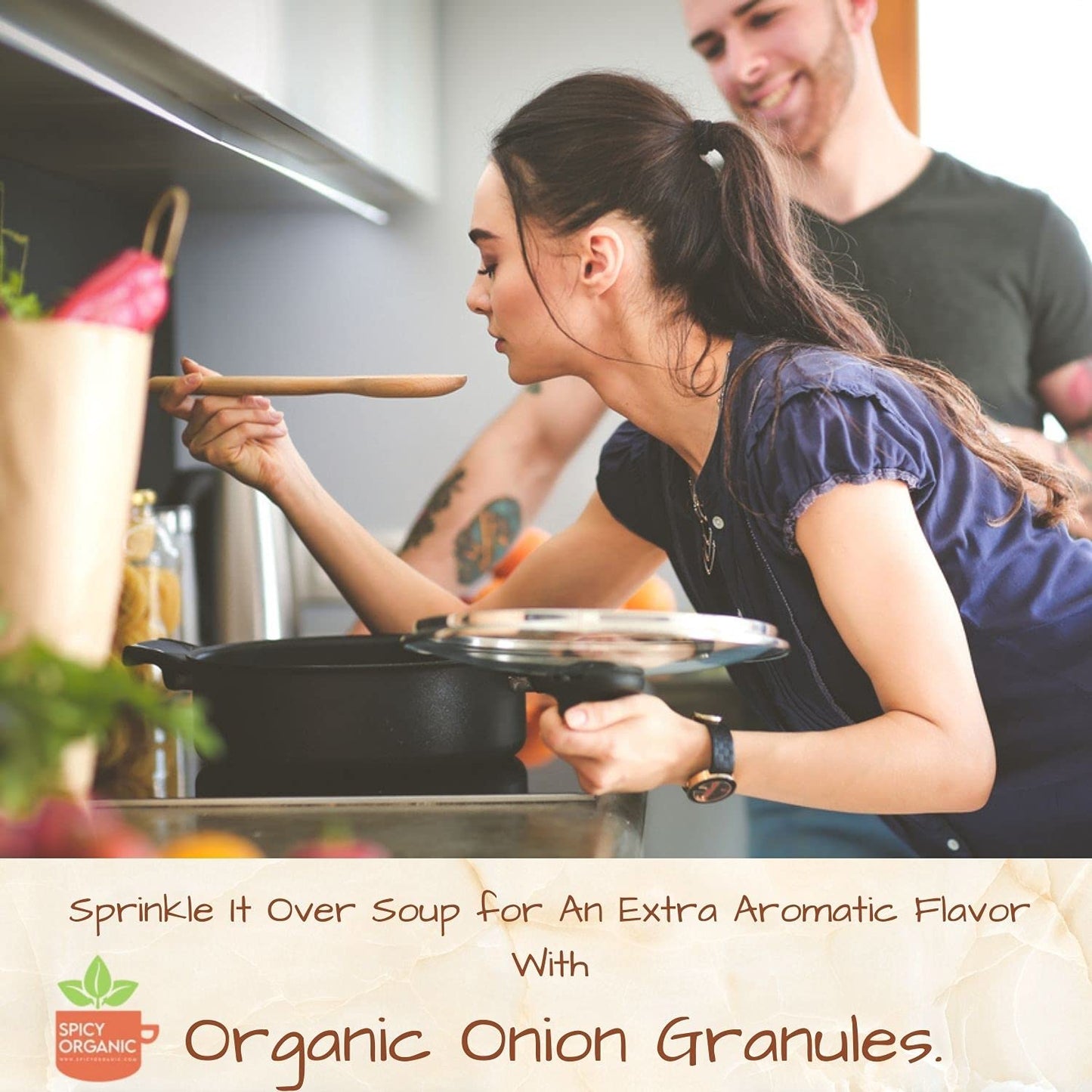 Spicy Organic Onion Granules - Pure Usda Organic - Non-Gmo Culinary Granulated Onion- Perfect For Use In Sauces, Soups, Salad Dr