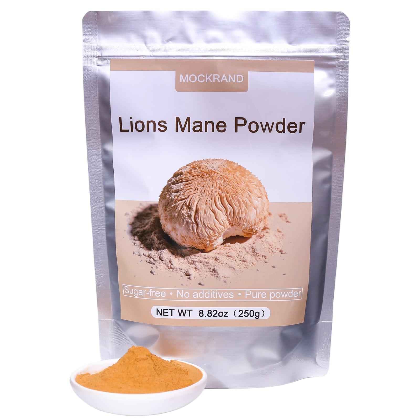 MOCKRAND Lions Mane Mushroom Powder 8.82oz,Easily Soluble in Water,Great for Smoothies & Coffee, Filler Free,Sugar-Free