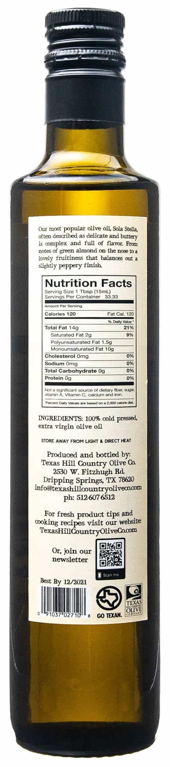 TEXAS HILL COUNTRY OLIVE CO. Extra Virgin Olive Oil - Cold Pressed - 16.9 Fl Oz (Pack of 2) - Gourmet Cooking & Finishing Oil