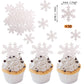 50 PCS White Edible Snowflake Cupcake Toppers Winter Frozen Snowflake Cupcake Picks Rice Paper Snowflake Cake Decorations for Wi