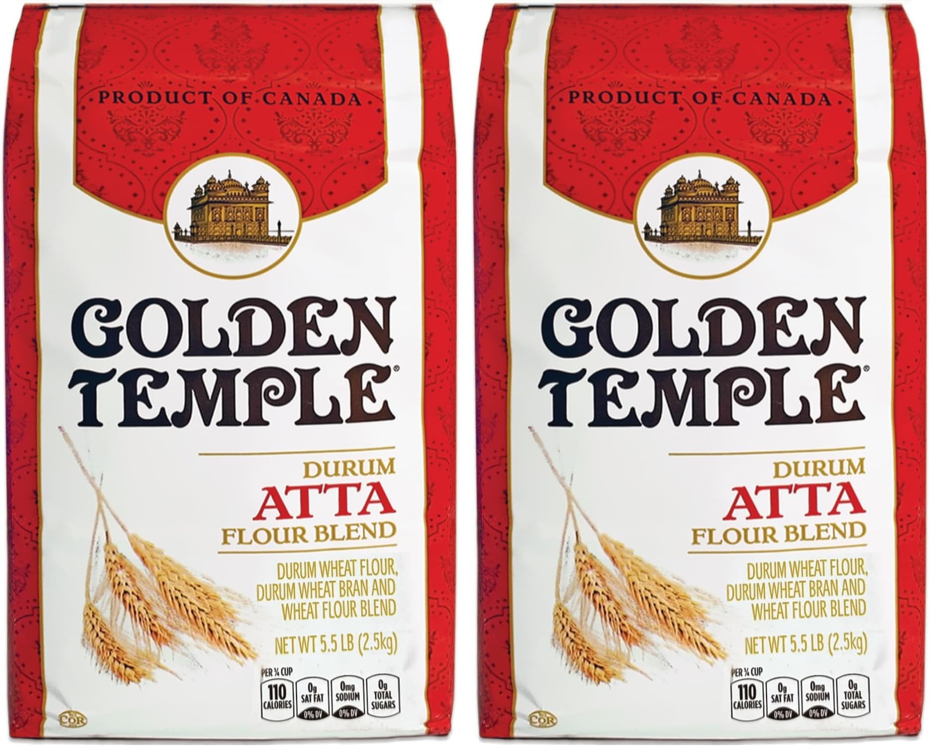 Golden Temple - Durum Atta Flour, 5.5 Pound (2.5 kg) (Pack of 2)
