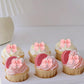 Cyodoos 24pcs Pink Bow Cake Toppers - Resin Cupcake Picks for Baby Shower, Birthday, Wedding Party - Small Size