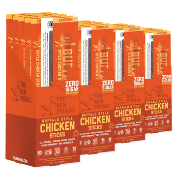 New Primal Buffalo Chicken Sticks, Keto, Gluten Free Healthy Snacks, Sugar Free Low Carb High Protein, Jerky Meat Stick, 9g Prot