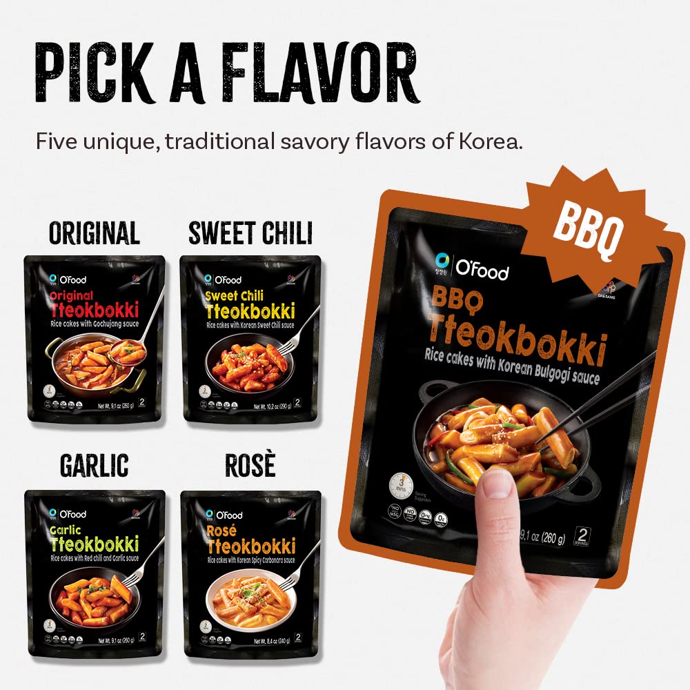 C O'Food Bbq Tteokbokki, Authentic Korean Rice Cakes, Korean Street Food Snack, Perfect With Cheese And Ramen Noodles, Ready To
