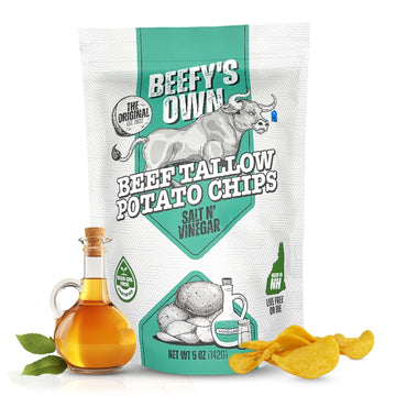 Beefys Own - Beef Tallow Chips | Gluten Free Potato Chips | Made with Non-GMO Potatoes & Beef Tallow | Seed Oil Free | Crispy &