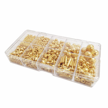 Hifunbk Gold Mix Sprinkle For Cupcake Topper With Gift Box Pack, 10 Different Shape Sugar Candy Dragee For Cake Baking Decoratio