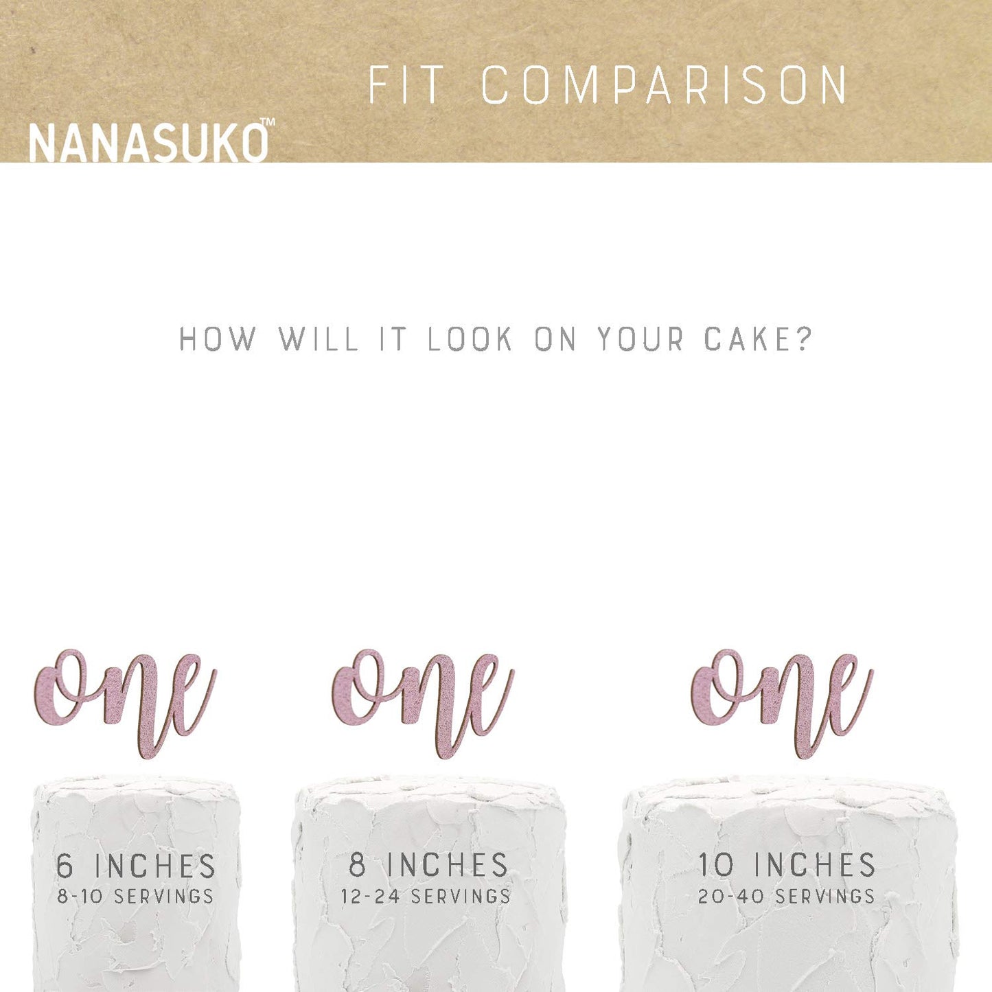 Nanasuko 1St Birthday Cake Topper - One - Double Sided Baby Pink Glitter - Premium Quality Made In Usa