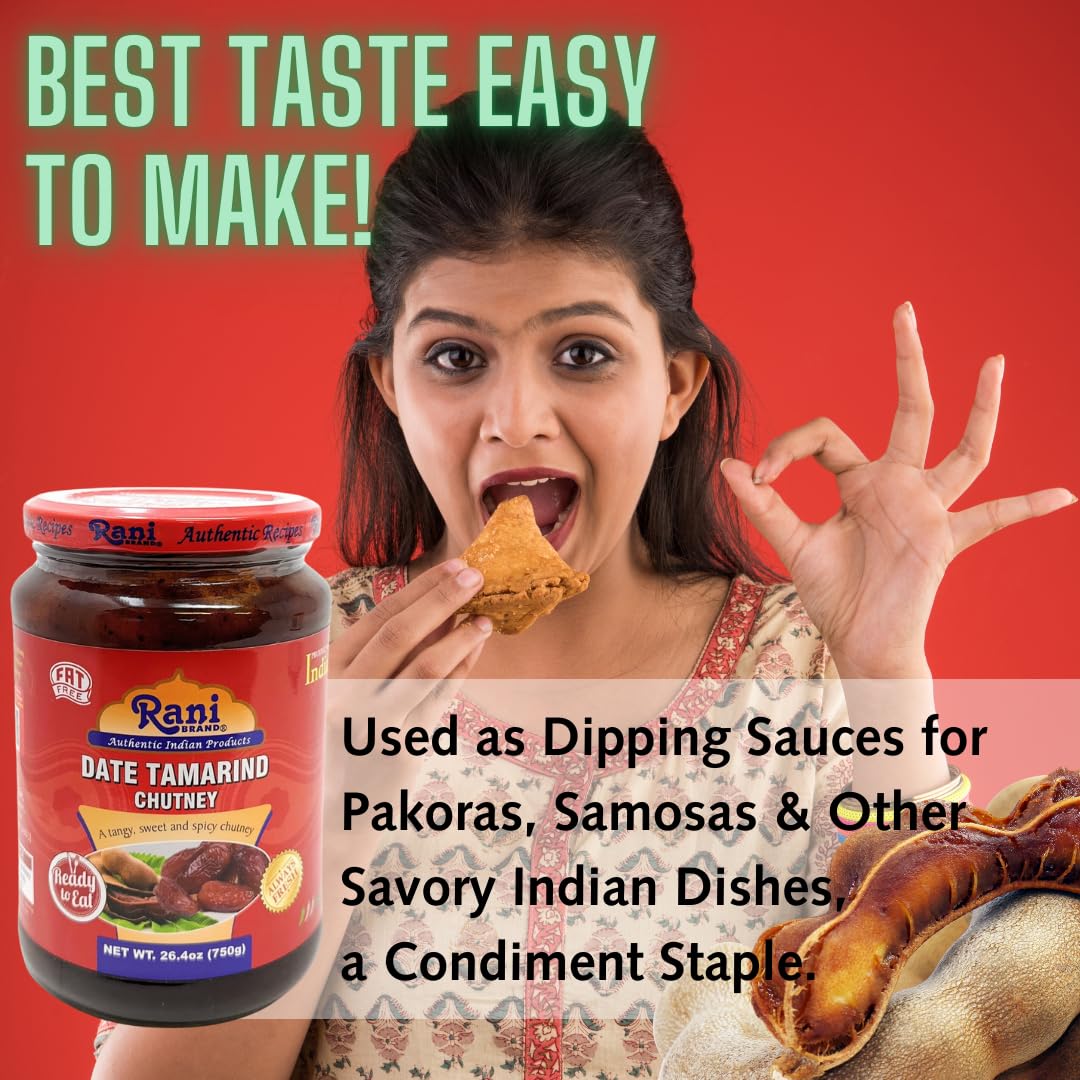 Rani Dates & Tamarind (Imli) Chutney 26.5oz (750g) Glass Jar, Ready to eat, Vegan ~ Gluten Free | NON-GMO | No Colors | Indian O
