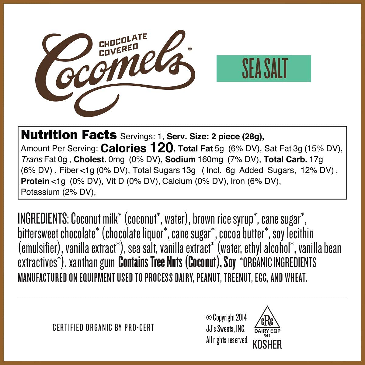 Chocolate-Covered Cocomels - Coconut Milk Caramels - Organic - Made Without Dairy (Sea Salt, 15 Pack), 1 Oz Each