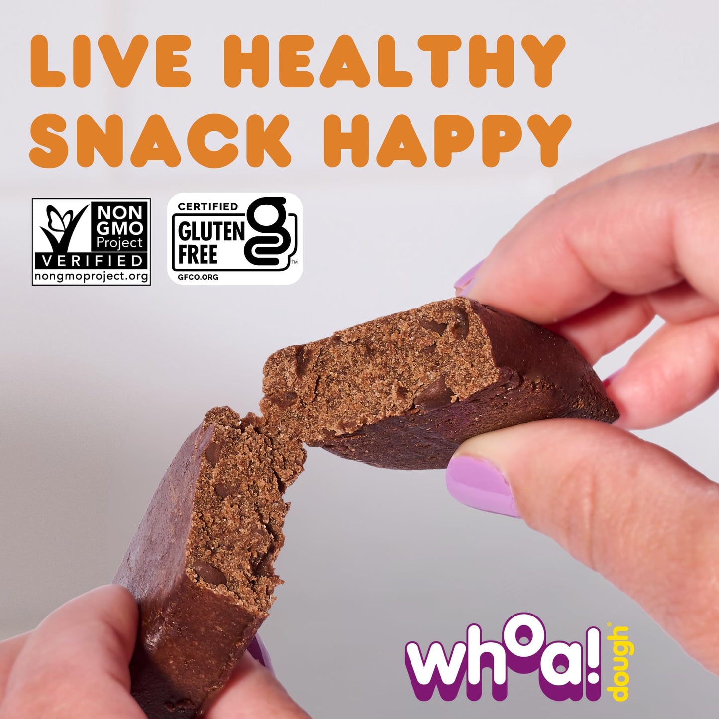 Whoa Dough Edible Cookie Dough Bars- Certified Non-GMO, Kosher and Gluten Free Bars - Healthy Snack Foods - Plant Based Snacks -