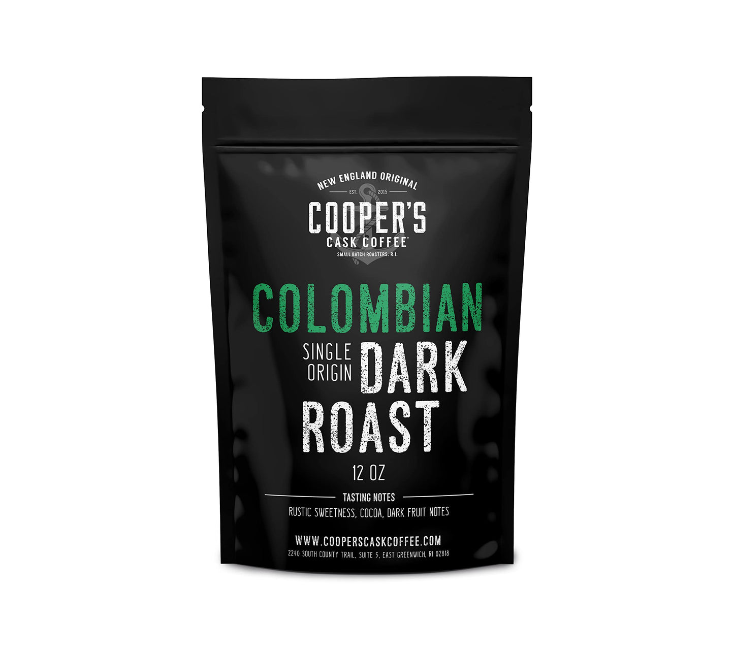 Dark Roast Colombian Coffee Single Origin Whole Bean 12oz