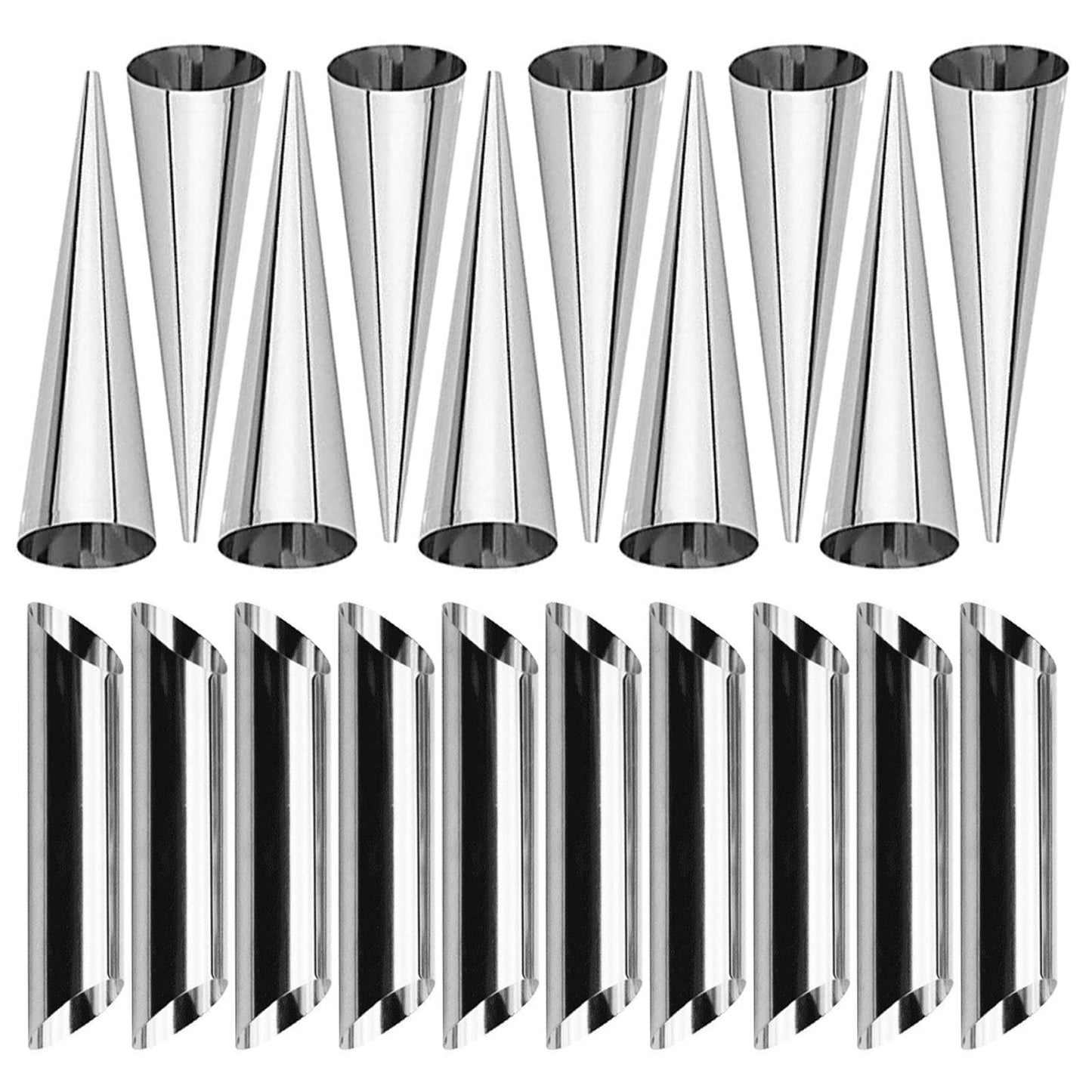 Non-stick Cream Cannoli Tubes, FantasyDay 20 Pcs Stainless Steel Baking Cones Pastry Roll Horn Croissant Mold Cannoli Shells - P