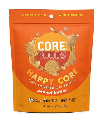 Core Fiber Powered Oat Snacks Peanut Butter 4Oz Bag Plant-Based 6G Prebiotic Fiber