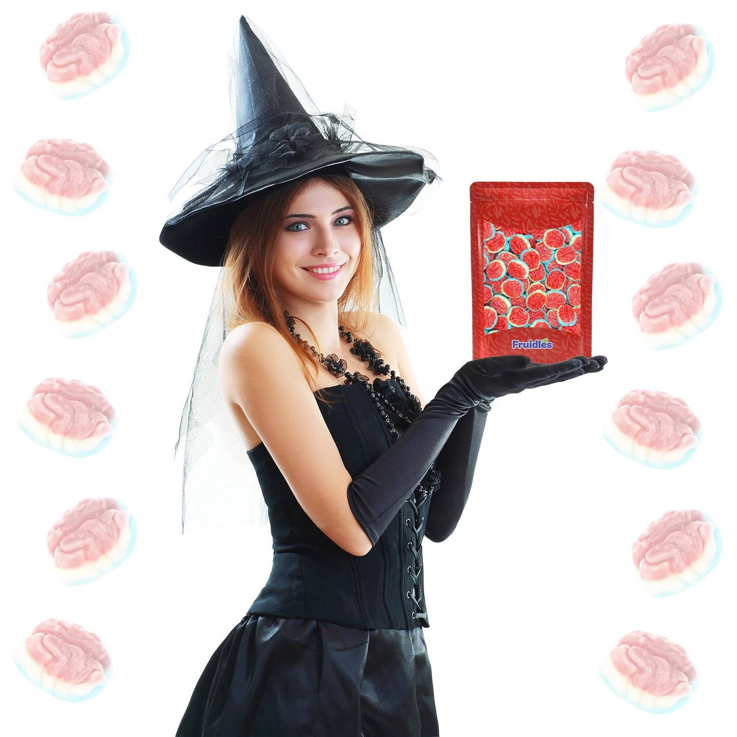 Fruidles Halloween Gummy Brains Candy, Trick-Or-Treat Party Bag Fillers, Party Favor (Half-Pound)