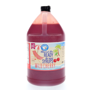 Hypothermias Wild Cherry Ready to Use Gallon (128 Fl. Oz) Hawaiian Snow Cone Flavors Syrup - Shaved Ice, 100% Pure Cane Sugar