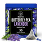 BLUE TEA Butterfly Pea Flower Lavender Tea - 30 Pyramid Bags, Caffeine Free, Gluten Free, Premium Tin Pack, Blue