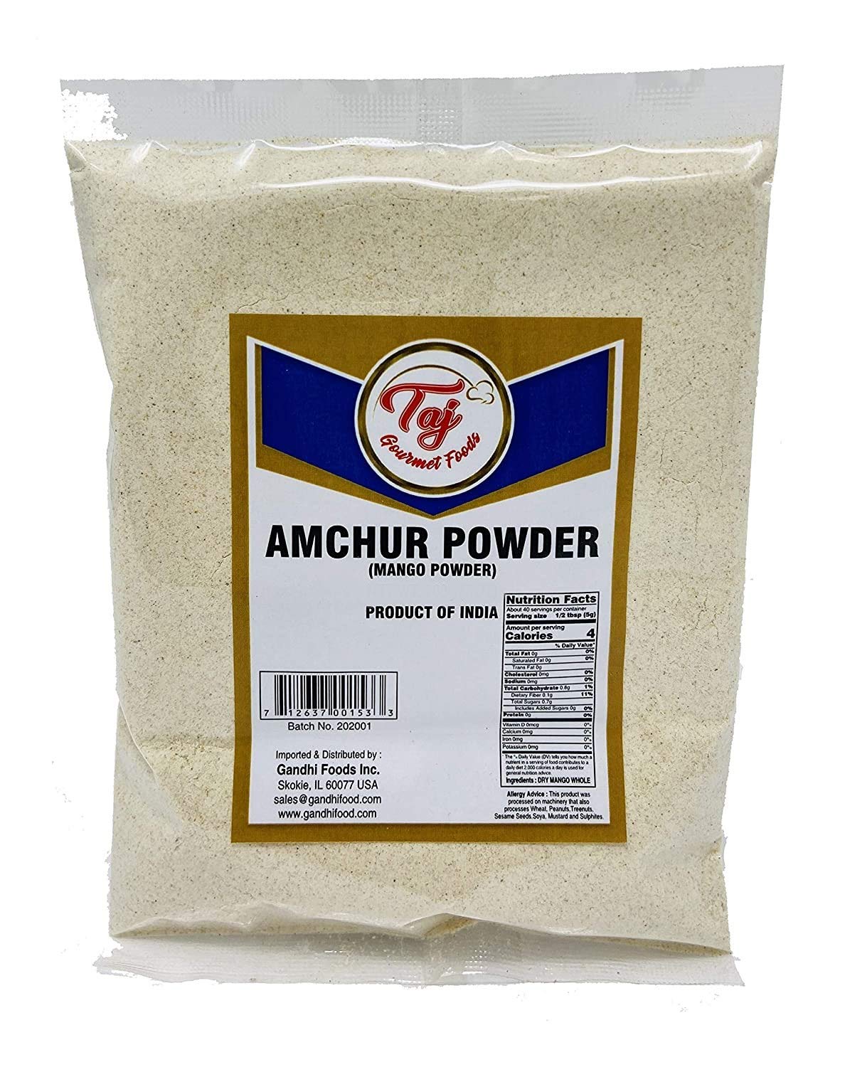 Taj Premium Indian Amchur Powder (Dried Mango Powder), (14-Ounce)