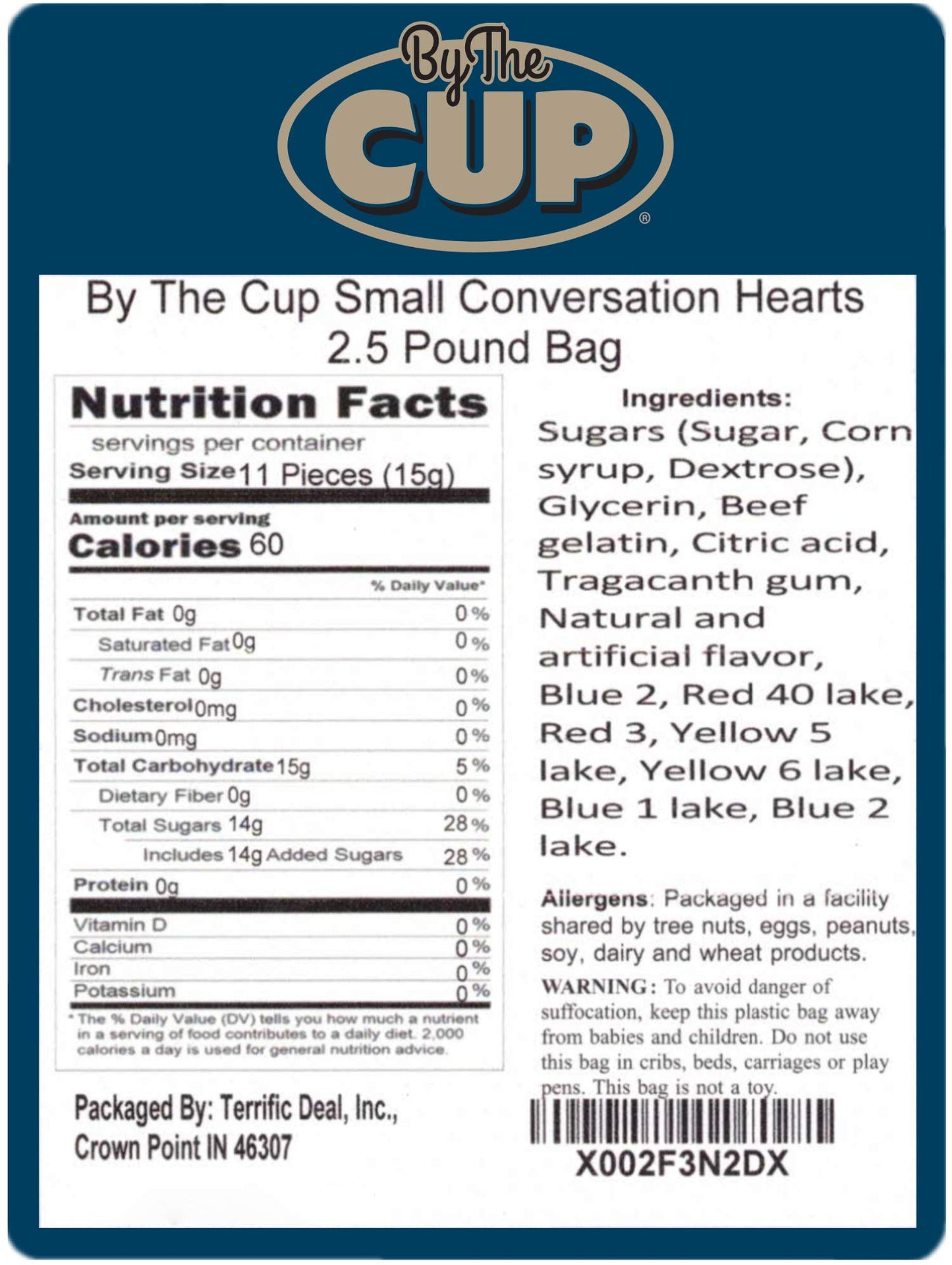 By The Cup Small Candy Conversation Hearts, 2.5 Pound Bulk Bag, Orange