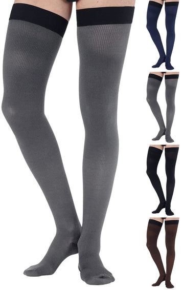 5Xl Plus Size Compression Thigh High Socks For Men 20-30Mmhg - Mens Wide Graduated Compression Stockings Hose For Improving Circ