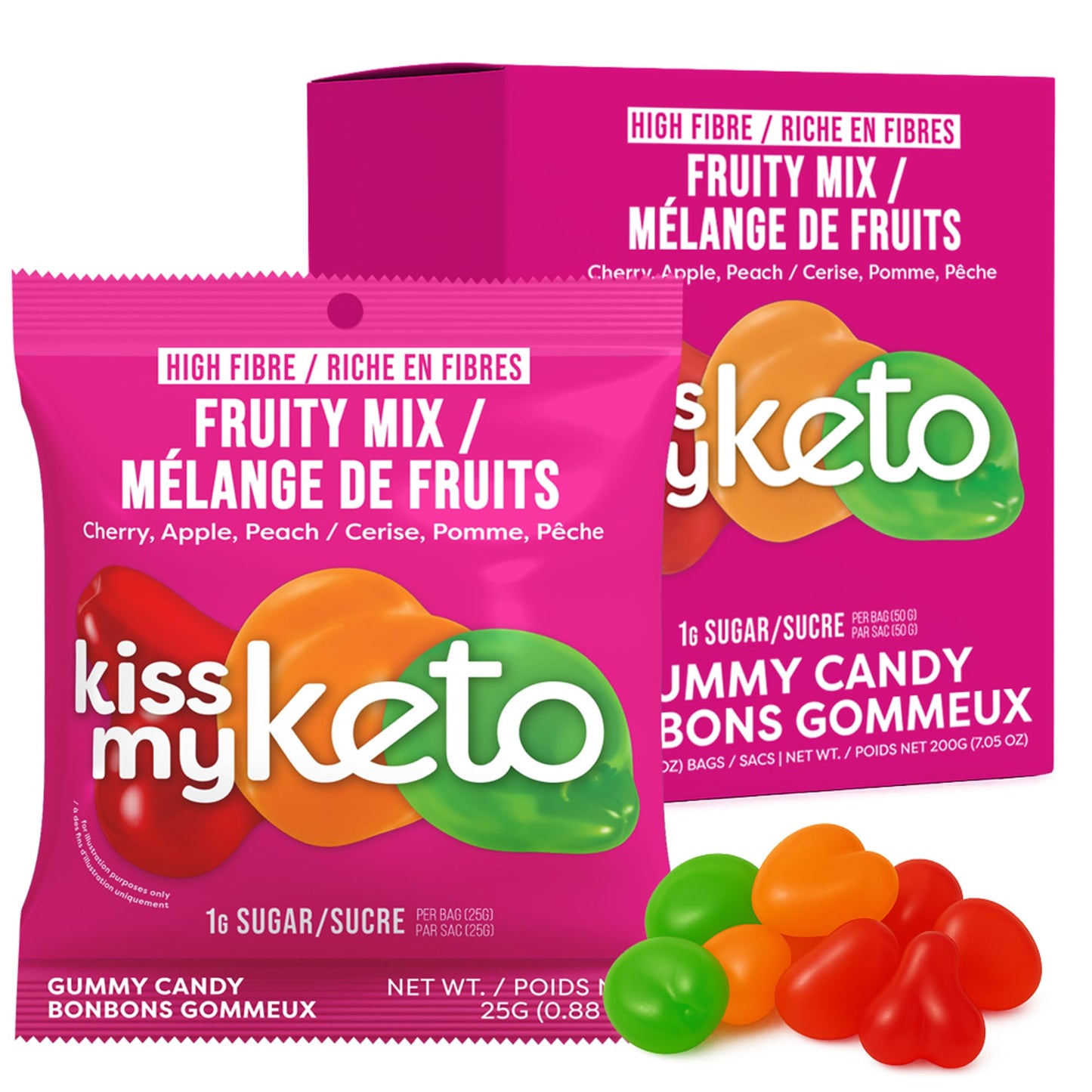 Kiss My Keto Gummies Candy - Low Carb Candy Fruity Mix Keto Snack Pack - Healthy Candy Gummys - Vegan Candy Keto Gummy Candy - K