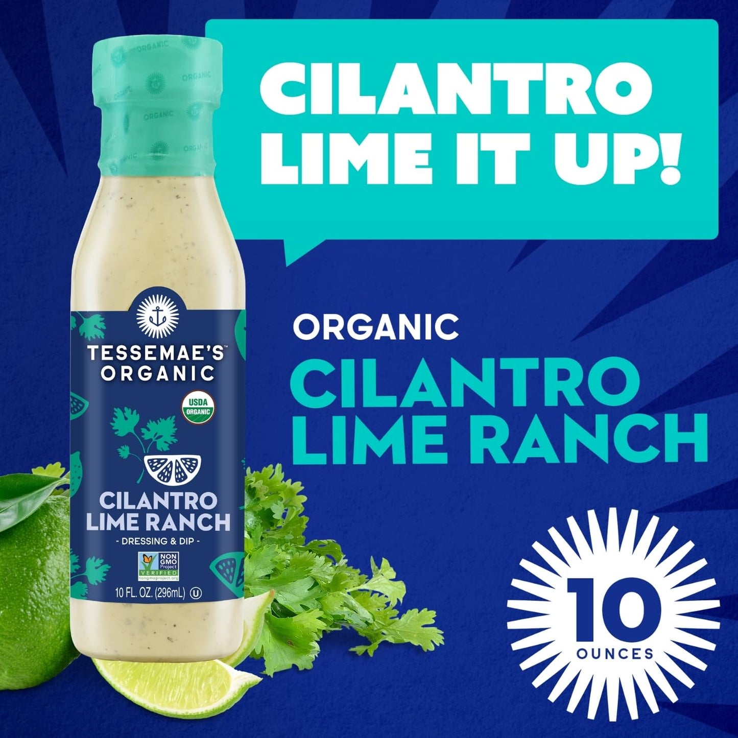 Tessemae'S All Natural Salad Dressing - Fresh Flavors For Every Plate (6 Pack, Cilantro Lime Ranch)