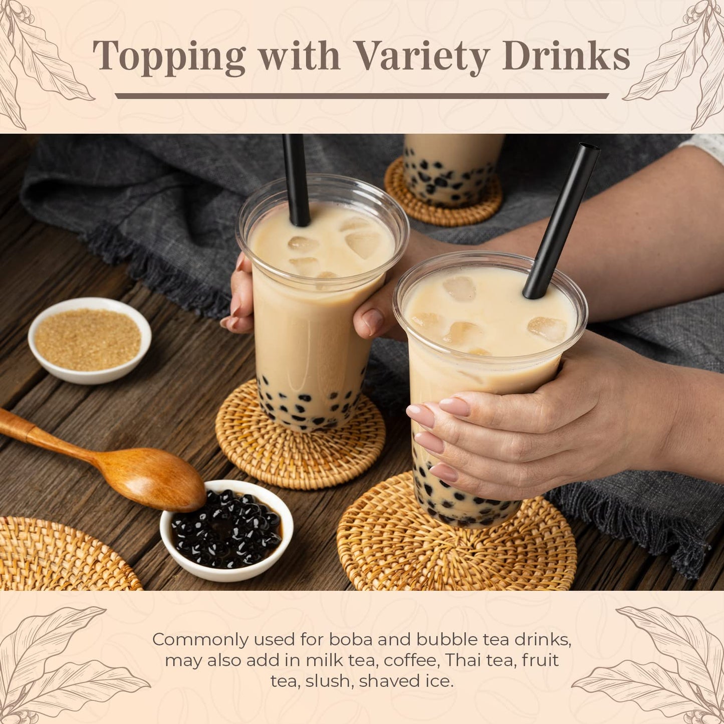 Fanale Tapioca Pearls for Bubble Tea - 2lb (1lb x 2) - Made in USA - Perfect for Milk Tea, Coffee, and Shaved Ice Toppings