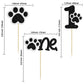 Gyufise Dog Paw Cupcake Toppers, 24 Pcs, Glitter, 2.4 inches, Black, First Birthday Party Decorations
