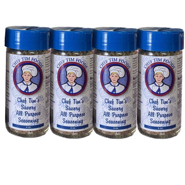 Chef Tims Savory All Purpose Seasoning 4 Oz. (Pack Of 4) Good On Anything That Walked Swam Flew Or Grew.
