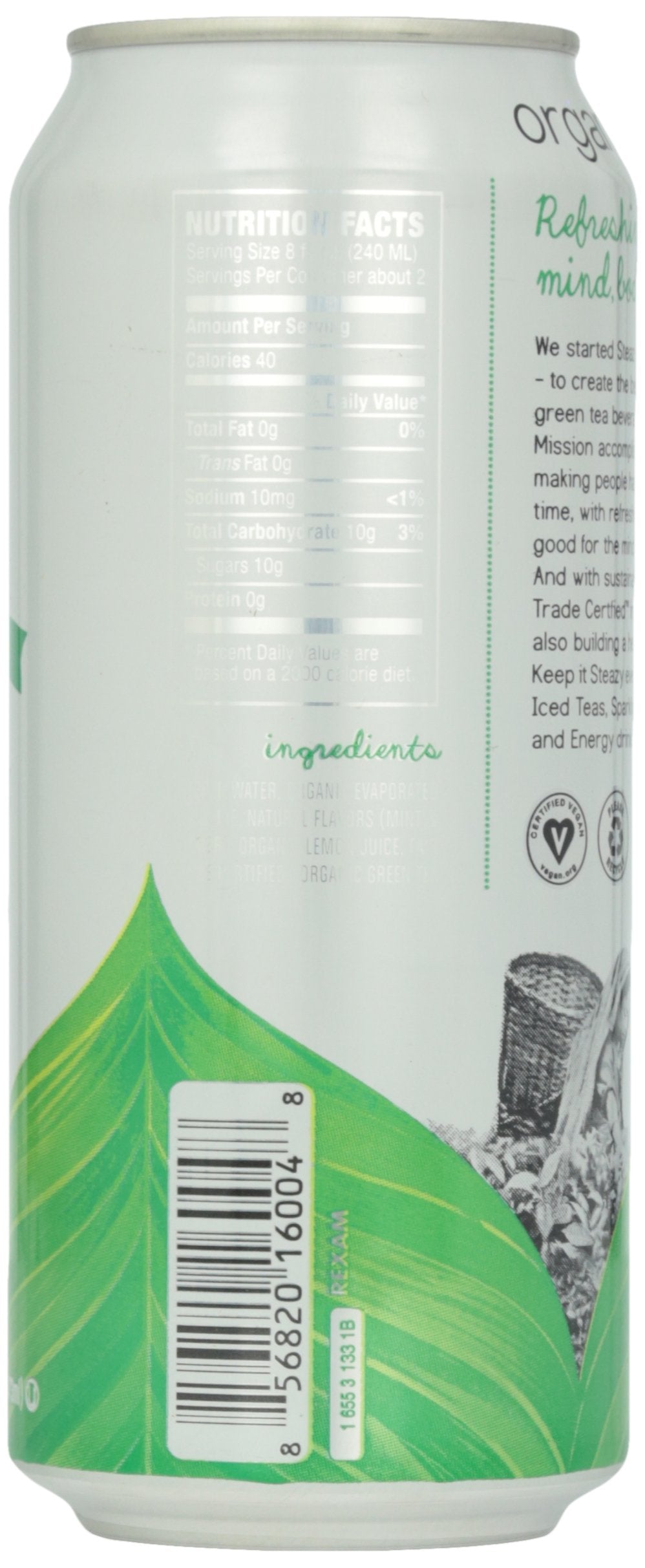 Steaz Organic Iced Green Tea, Mint, 16 Oz